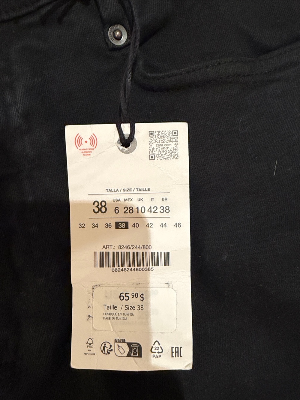 NWT Zara Women’s High-Waist Wide-Leg Jeans - Black - Picture 2 of 6